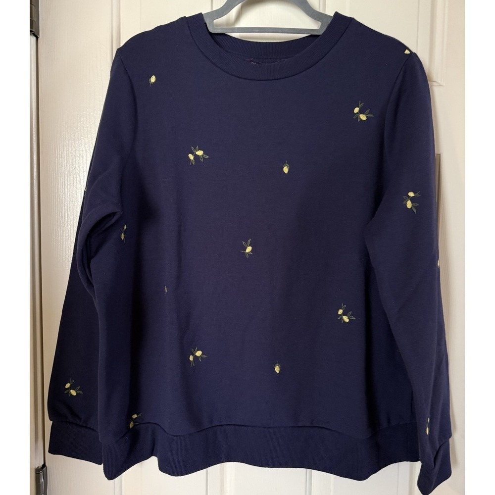 Gloria Vanderbilt Women's Midweight Embroidered Crewneck Size Large